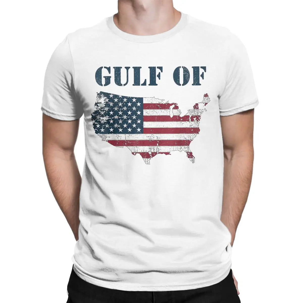 Gulf of America USA Flag B Cotton T-Shirts (4 Colors)