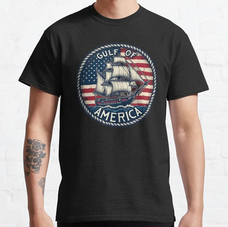 Gulf of America Ship Flag Cotton T-Shirts (4 Colors)