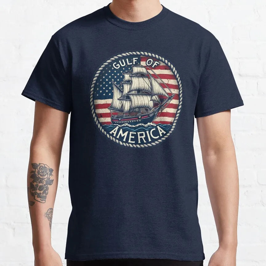 Gulf of America Ship Flag Cotton T-Shirts (4 Colors)